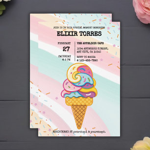 Invitación Colorido helado Scoop salpicando Baby Shower