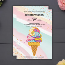 Colorido helado Scoop salpicando Baby Shower