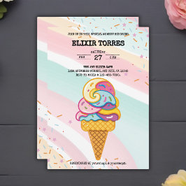 Invitación Colorido helado Scoop salpicando Baby Shower