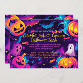 Invitación 🎃 colorido Jack-O’-Lantern Halloween Bash