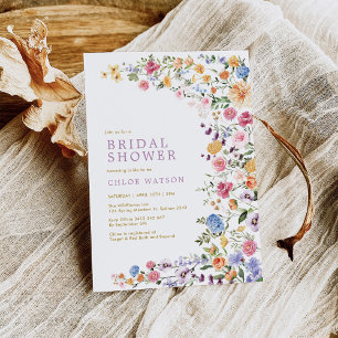 Invitación Colorido Jardín de Flores Silvestres Ducha Bridal