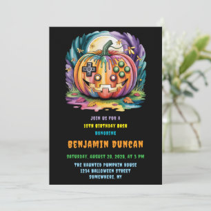 Invitación Colorido juego calabaza Halloween Bash