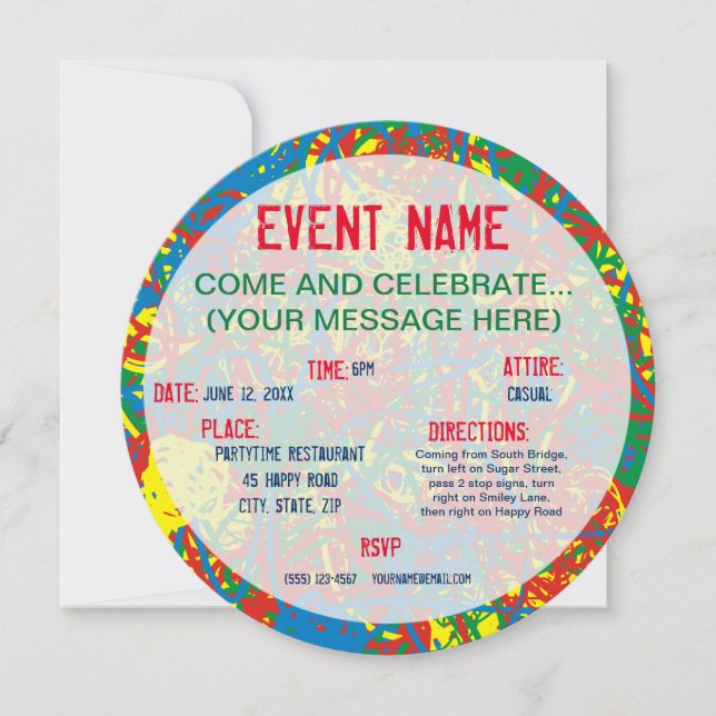 Invitación Colorido lío caliente estallido multicolor arco ir (Anverso)