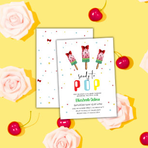 Invitación Colorido Listo Para Pop Ice Cream Baby Shower