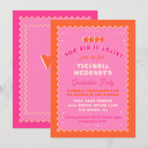 Invitación Colorido Mod Brillante Negrita Negrita Graduación