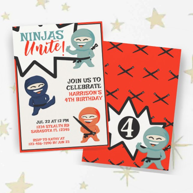 Invitación Colorido Ninja Karate Cumpleaños (Subido por el creador)