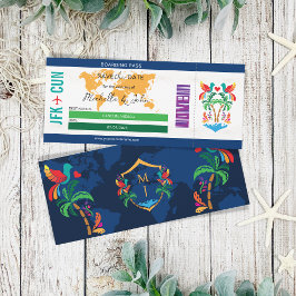 Invitación Colorido pase de embarque México Salven la fecha