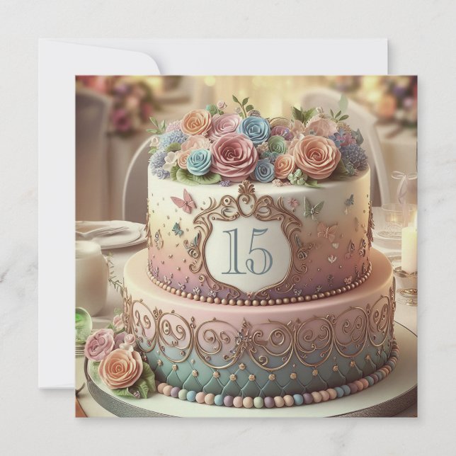 INVITACIÓN COLORIDO PASTEL ANIVERSARIO FLORAL EDITABLE (Anverso)