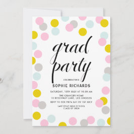 Invitación Colorido Pastel Confetti Dots Graduation Party