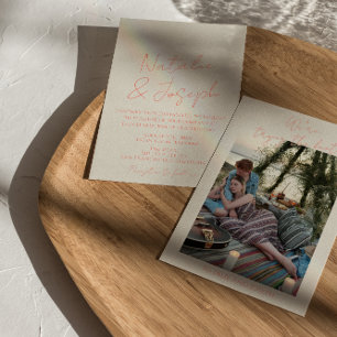 Invitación Colorido Pastel Escrito Whimsical Photo Boda
