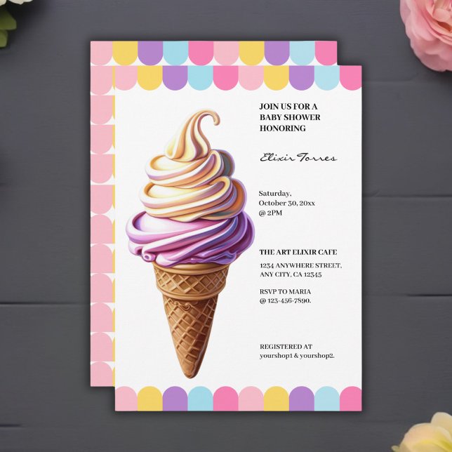 Invitación Colorido pastel helado sundae Baby Shower (Subido por el creador)