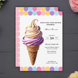 Invitación Colorido pastel helado sundae Baby Shower