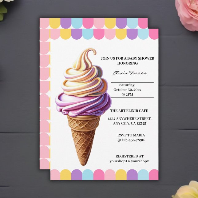 Invitación Colorido pastel helado sundae Baby Shower (Subido por el creador)