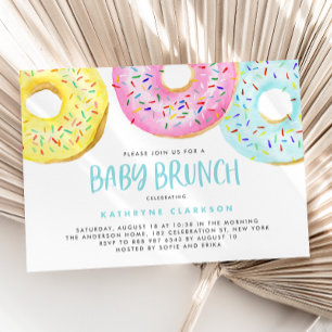 Invitación Colorido Pastel Rasplante Donuts Baby Brunch