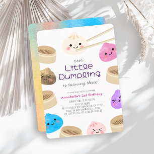Invitación Colorido Pequeño Dumpling Kawaii Cumpleaños