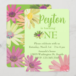 Invitación Colorido primer cumpleaños de Daisy