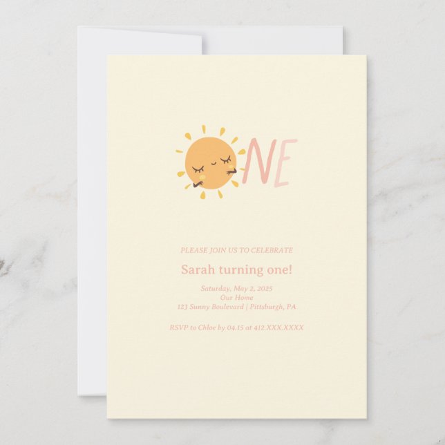 Invitación Colorido Primer Viaje Alrededor del Sol 1er  (Anverso)