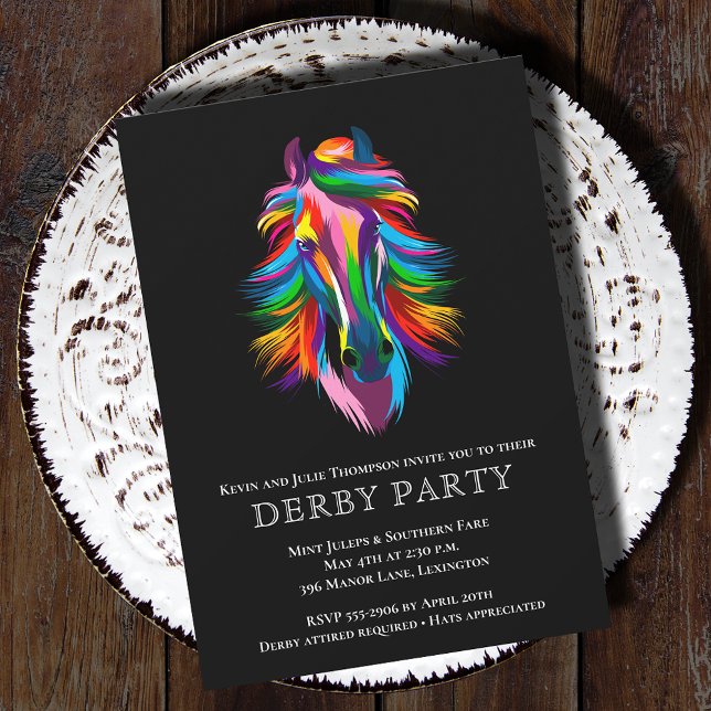 Invitación Colorido Racehorse Derby Fiesta (Colorful racehorse Derby party invitations - PRINTED and/or INSTANT DOWNLOAD)