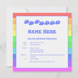 Invitación Colorido Rainbow Blue Divertido niños Fiesta de cu