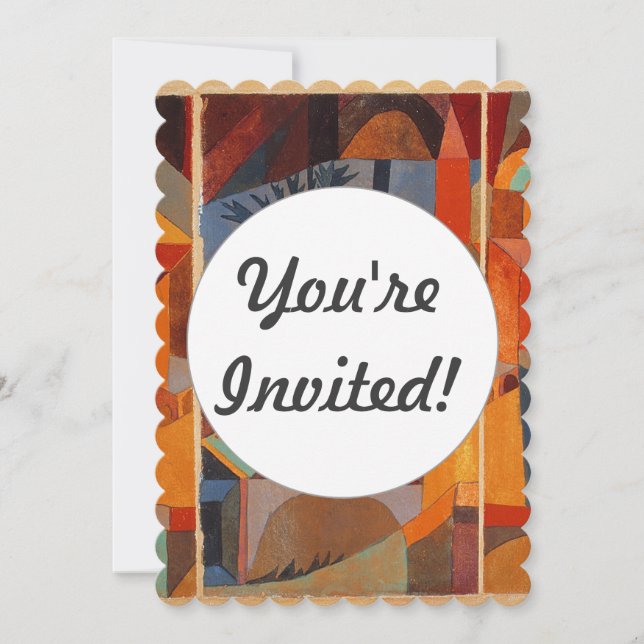 Invitación Colorido Resumen Cubismo Klee Temple Gardens (Anverso)