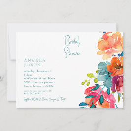 Invitación Colorido retro acuarela Floral Bridal Ducha II