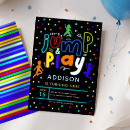 Invitación Colorido Salto y Jugar Neon Trampoline Cumpleaños