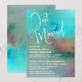 Invitación Colorido Script Abstracto Acuarela Recién Casados