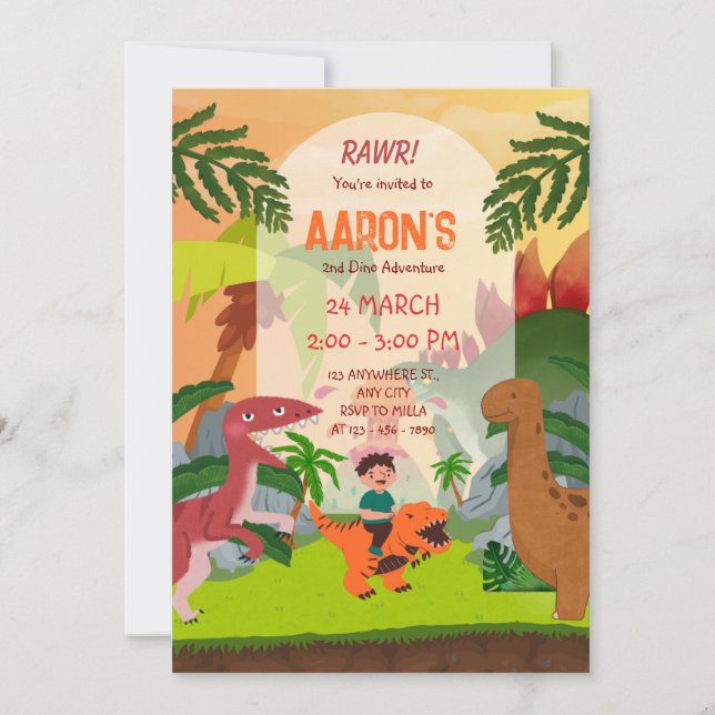 Invitación Colorido segundo cumpleaños, Fiesta de aventura de (Anverso)