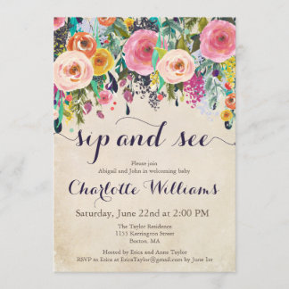 Invitación Colorido Sip Floral y ver invitaciones, cosecha