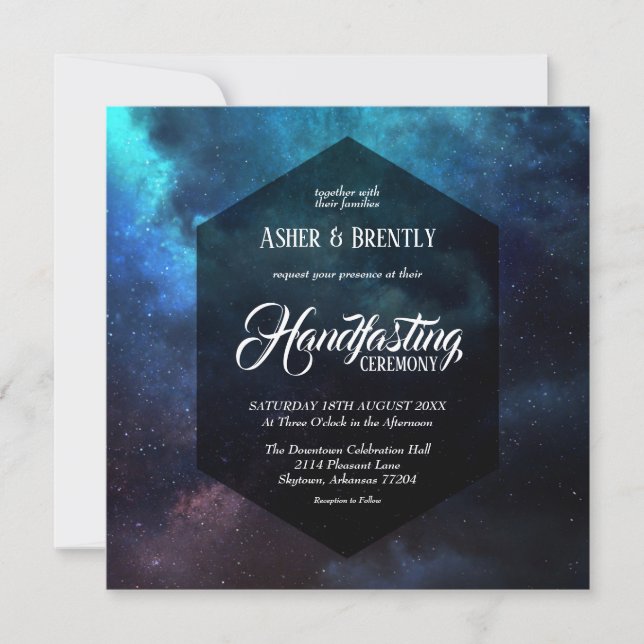 Invitación Colorido Starry Nebula Oscuro Handfaying (Anverso)