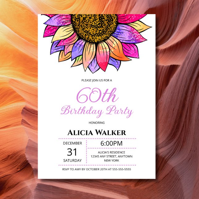 Invitación Colorido Sunflower Blossom Cumpleaños Floral (Subido por el creador)