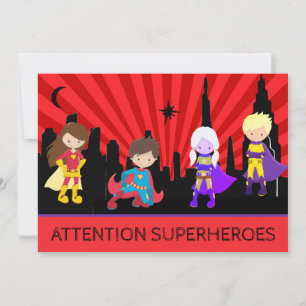 Invitación *~* Colorido SUPERHEROS Niños negritos Fiesta de c