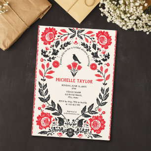 Invitación Colorido tema de fiesta de shower nupcial floral f