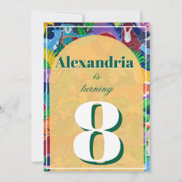 Invitación Colorido tema de Safari cumpleaños ocupado