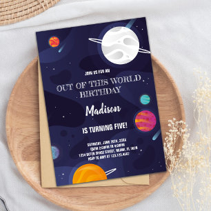 Invitación Colorido tema del espacio exterior para Fiesta inf