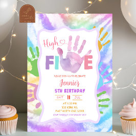 Invitación Colorido Tie Dye High Five Birday Party