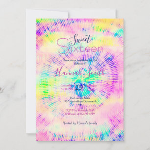 Invitación Colorido Tie Dye Neon Summer