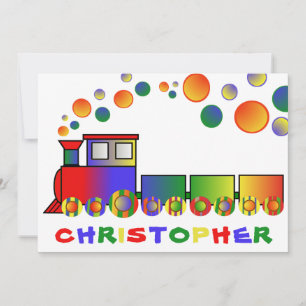 Invitación Colorido Tren Personalizado Fiesta de Cumpleaños