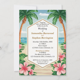 Invitación Colorido Tropical Watercolor Boda Recepción