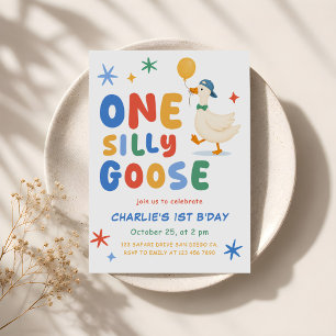 Invitación Colorido Un Ganso Tonto Cumpleaños De Niños Primer