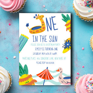 Invitación Colorido Uno en la piscina de la playa al sol