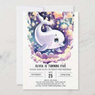 Invitación Colorido y encantado cumpleaños del delfín infanti