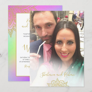 Invitación Coloridos acentos de oro Boda moderno