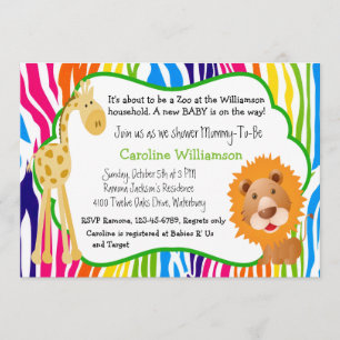 Invitación Coloridos animales zoológicos Género Baby Shower n