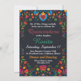 Invitación Coloridos Chicas españoles Quinceanera