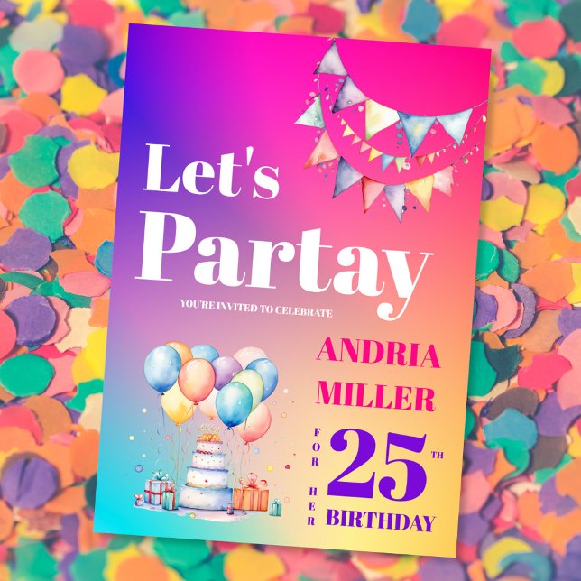 Invitación Coloridos Cumpleaños del Fiesta (Subido por el creador)