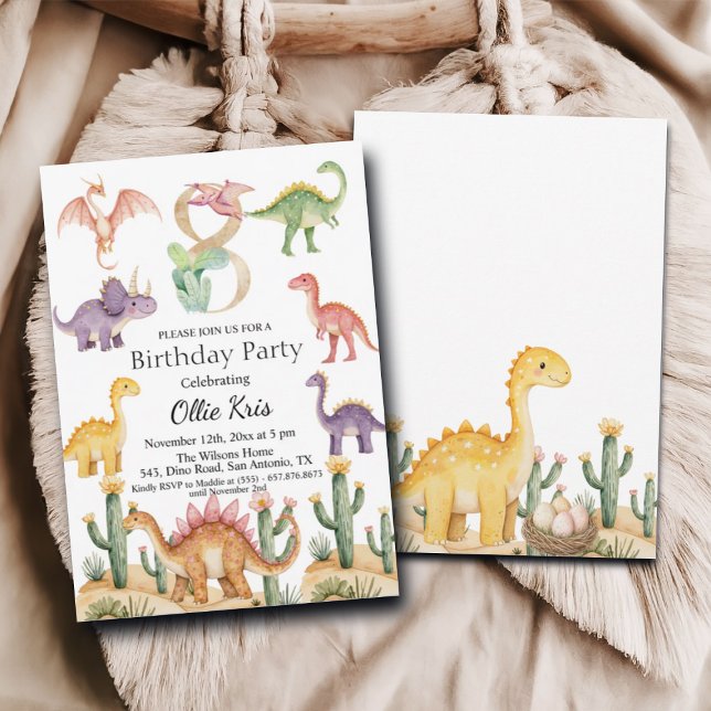 Invitación Coloridos dinosaurios 8ª fiesta de cumpleaños (Subido por el creador)