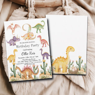Invitación Coloridos Dinosaurios Fiesta de cumpleaños
