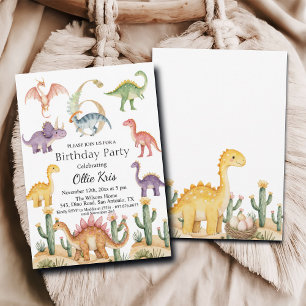 Invitación Coloridos dinosaurios Fiesta de cumpleaños 6