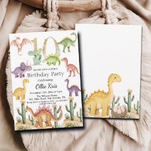 Invitación Coloridos dinosaurios Fiesta de cumpleaños número 